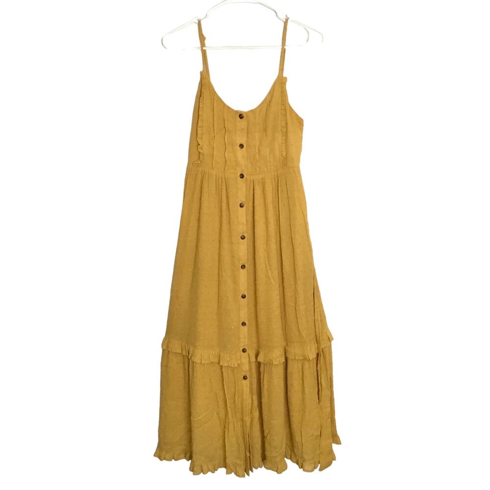 HYFVE Button Detail Tiered Maxi women’s yellow Dress Sz S